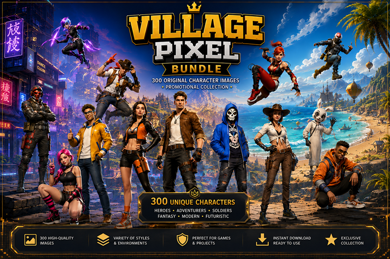 All Village Pixel Characters _ 300 Characters _ (MEGA BUNDLE)
